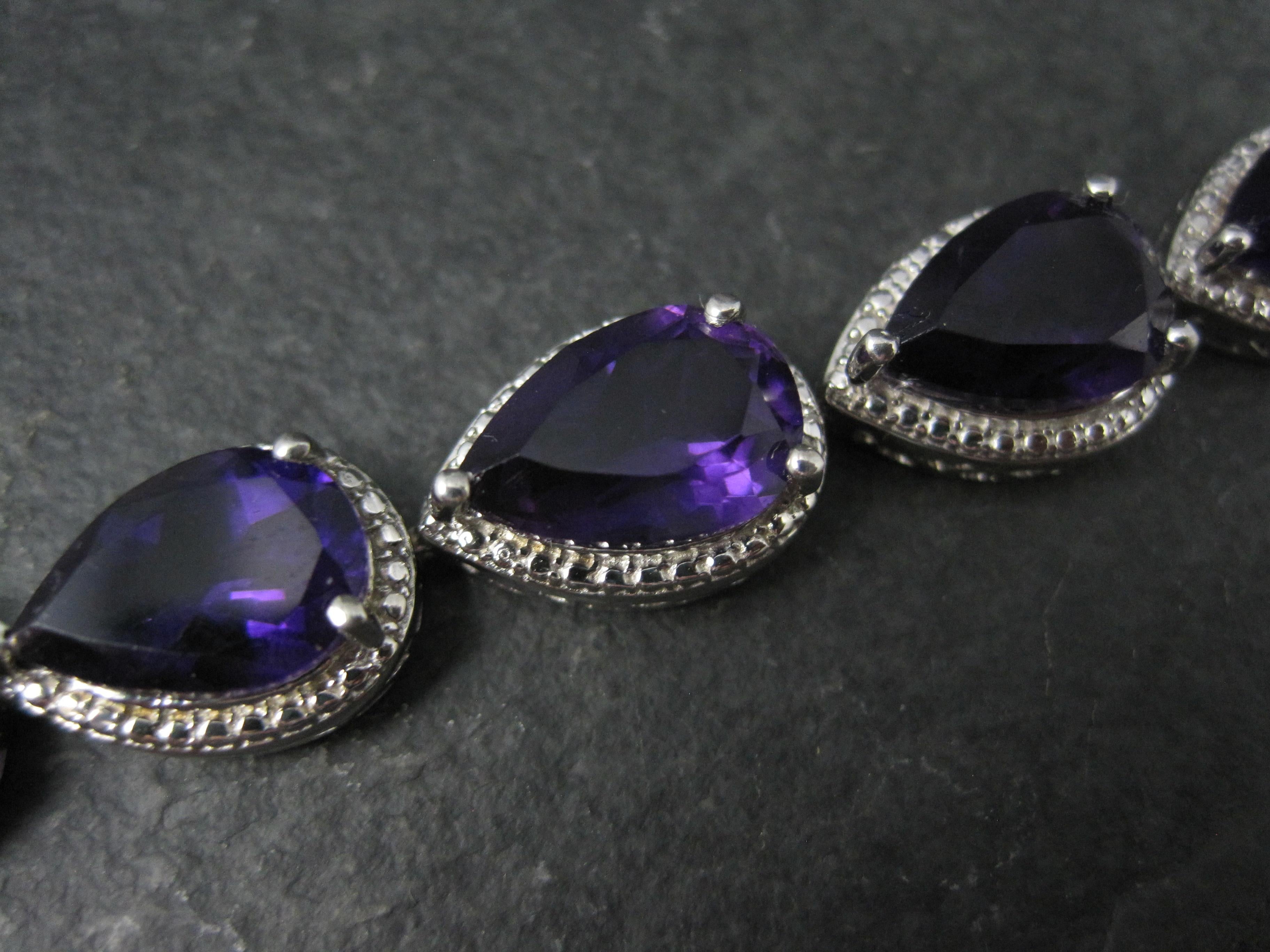 Pear Cut Amethyst Bracelet Sterling Silver 7.25