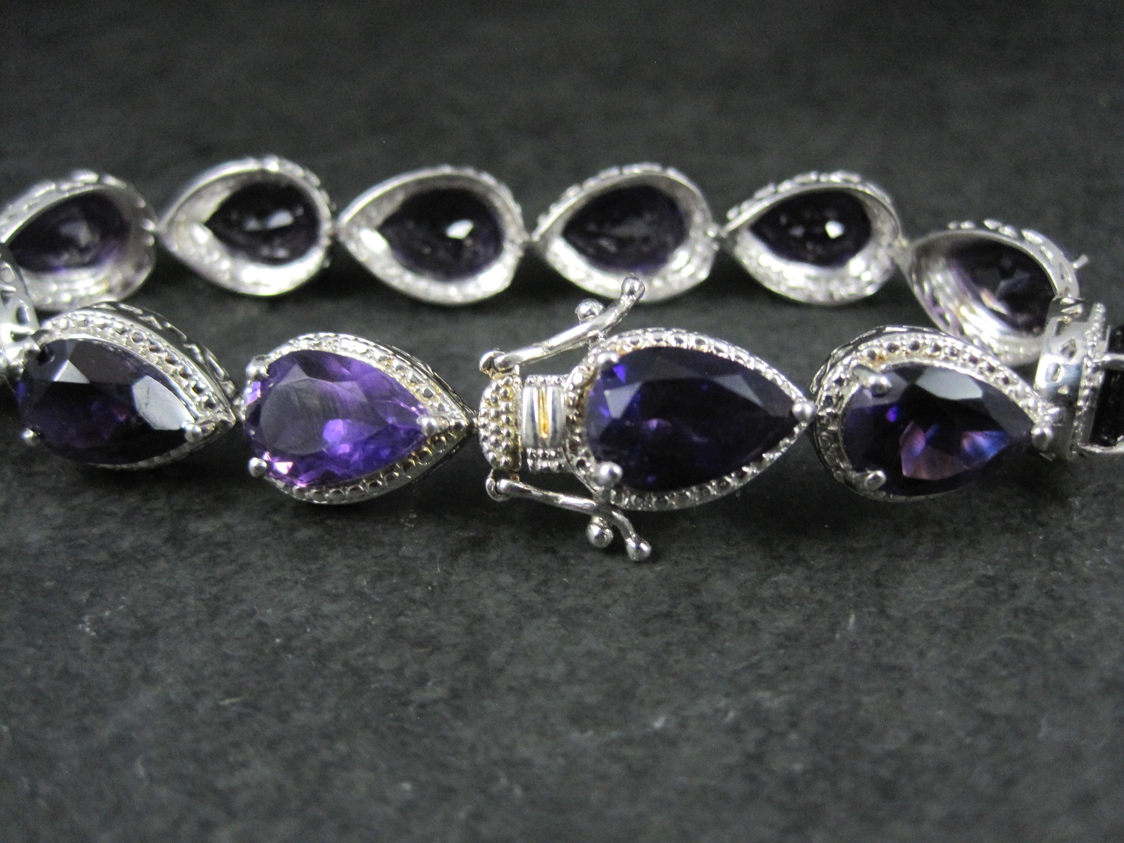 Pear Cut Amethyst Bracelet Sterling Silver 7.25