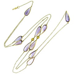 Pear Cut Amethyst Yellow Gold circa 1930 Chain Sautoir Necklace