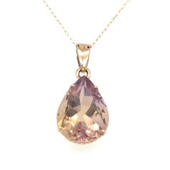 Pear Cut Ametrine Yellow Gold Pendant Necklace