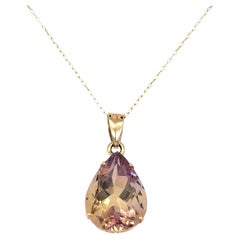 Pear Cut Ametrine Yellow Gold Pendant Necklace
