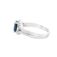 Pear-Cut Blue Sapphire Bypass Ring in 925 Sterling Silver