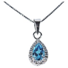 Pear Cut Blue Topaz Pendant
