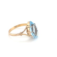 Pear Cut Blue Topaz Yellow Gold Solitaire Ring