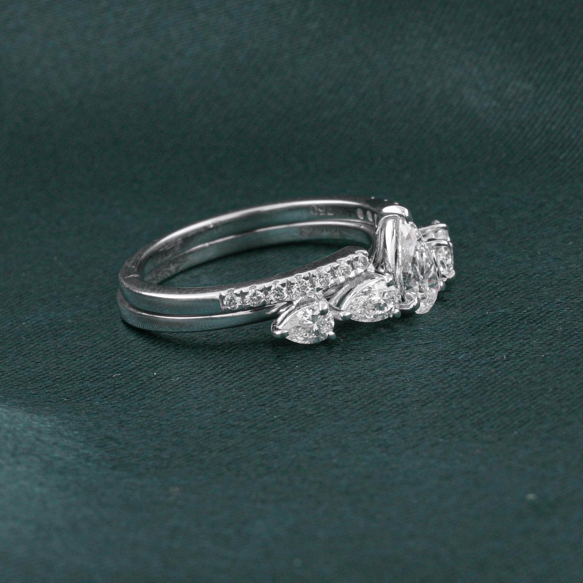 En venta: Pear Cut Certified 1.14Ct Diamond Engagement Ring Set 14K White Gold Jewelry  3