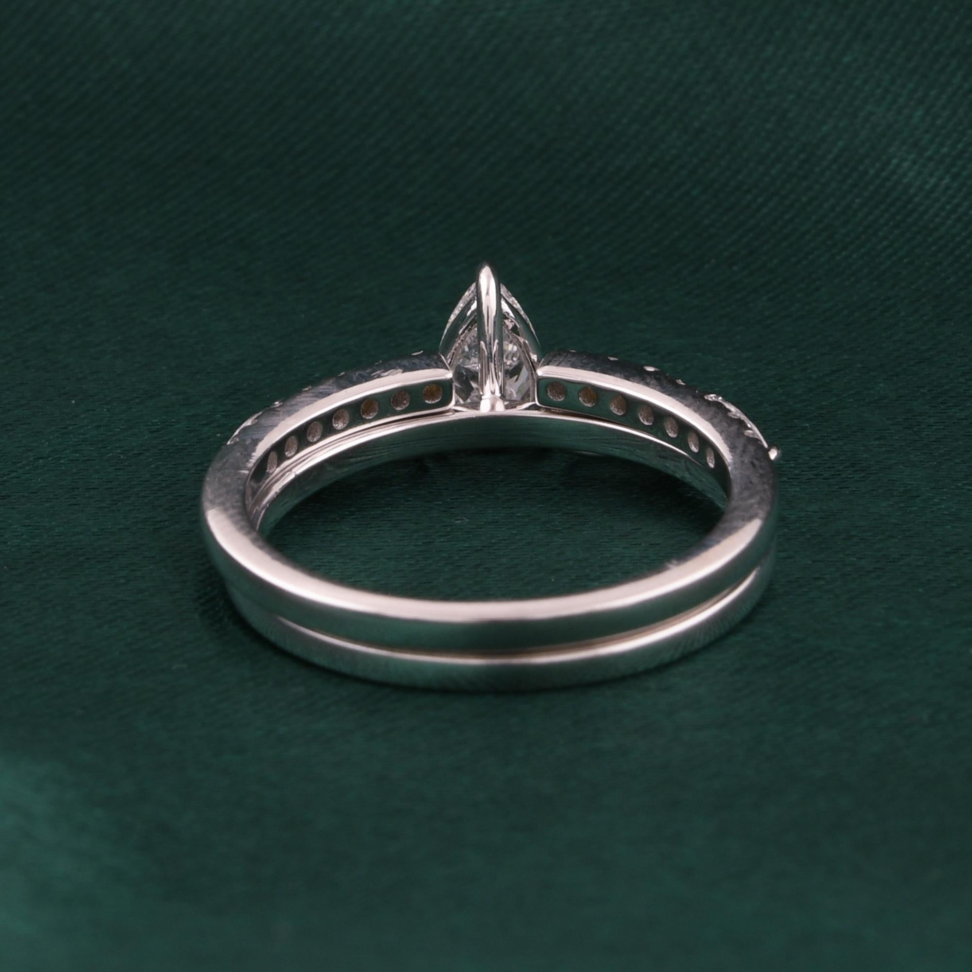 En venta: Pear Cut Certified 1.14Ct Diamond Engagement Ring Set 18K White Gold Jewelry  4