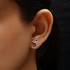 Natural Diamond Pear Cut Stud Earrings 0.91 Carats in 18K White Gold