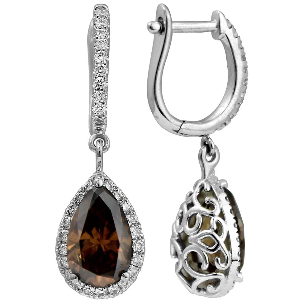 Chocolate Diamond Hoop Earrings For Sale at 1stdibs
