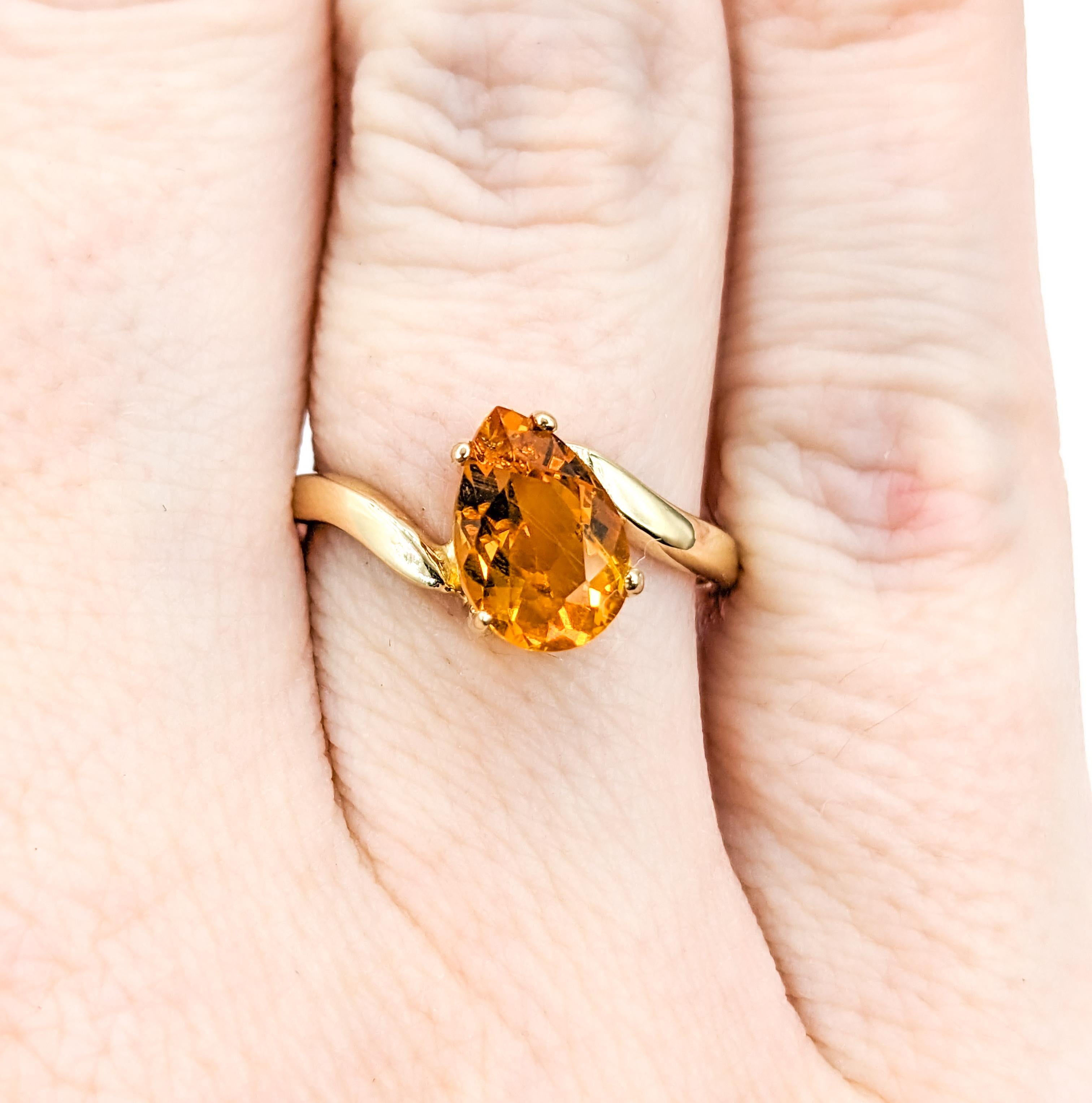Modern Pear Cut Citrine Ring in Gold For Sale