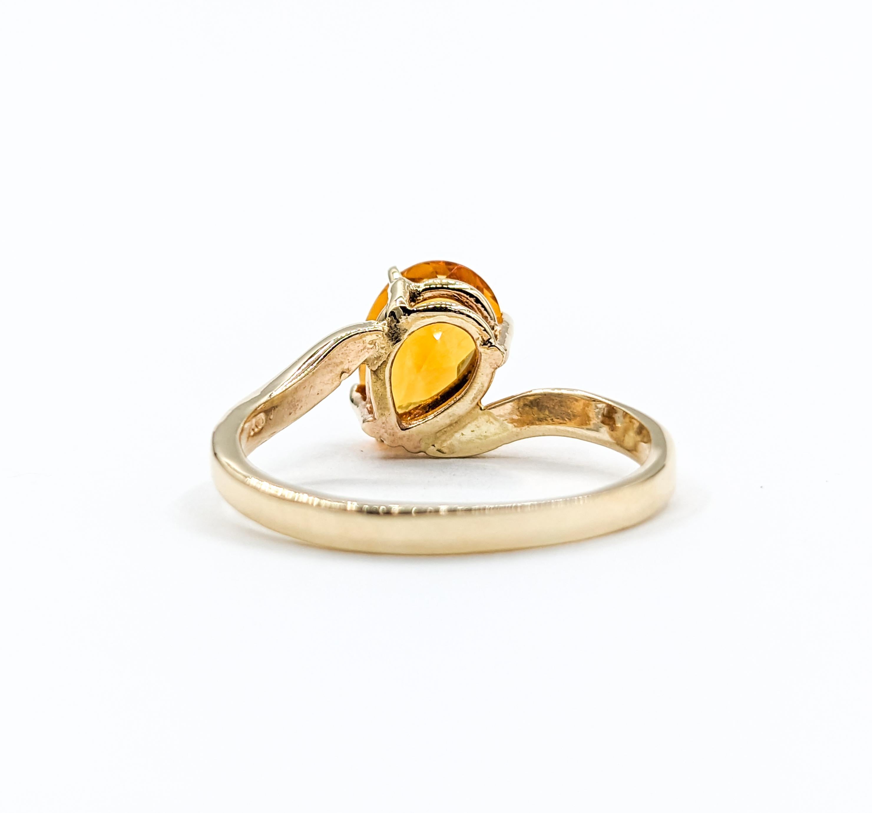Pear Cut Citrine Ring in Gold For Sale 1