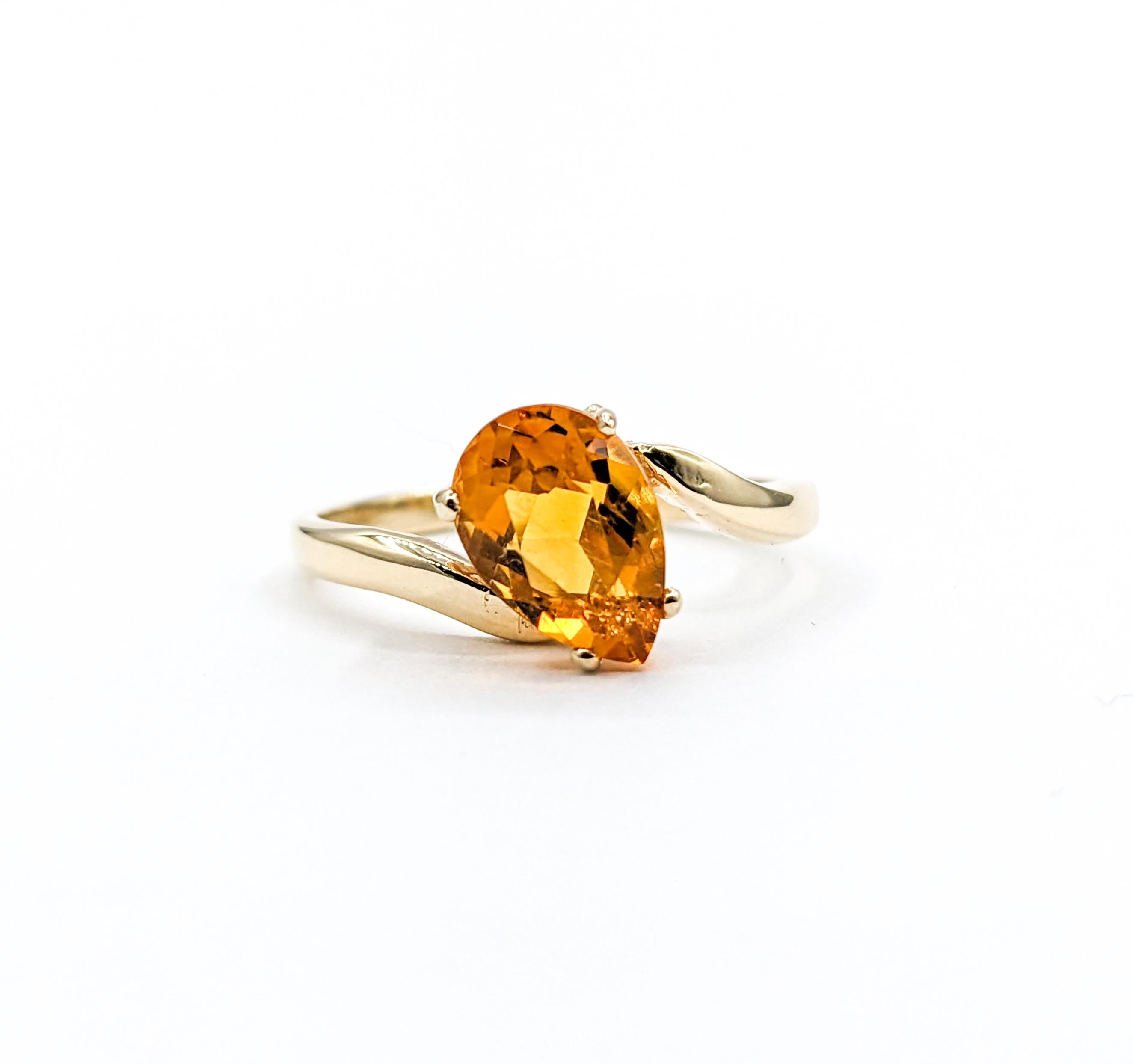 Citrin-Ring mit Birnenschliff in Gold im Angebot 2