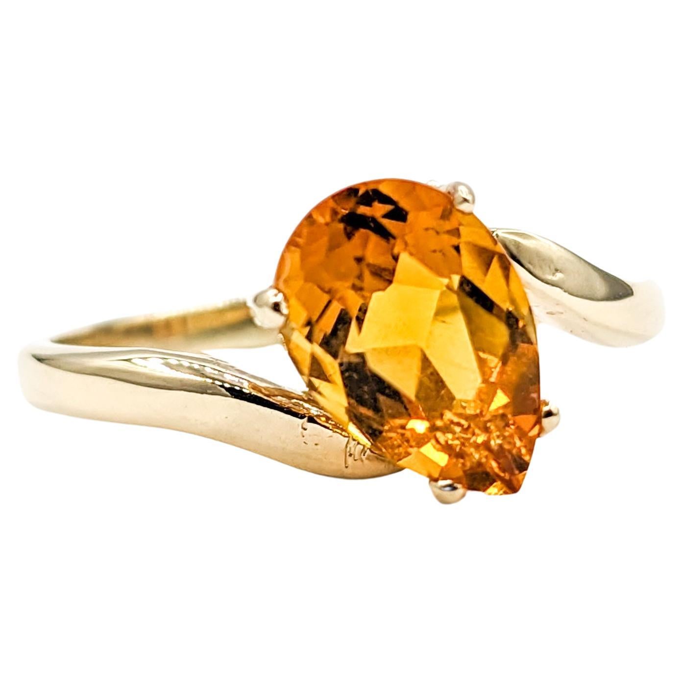 Pear Cut Citrine Ring in Gold For Sale