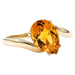 Pear Cut Citrine Ring in Gold
