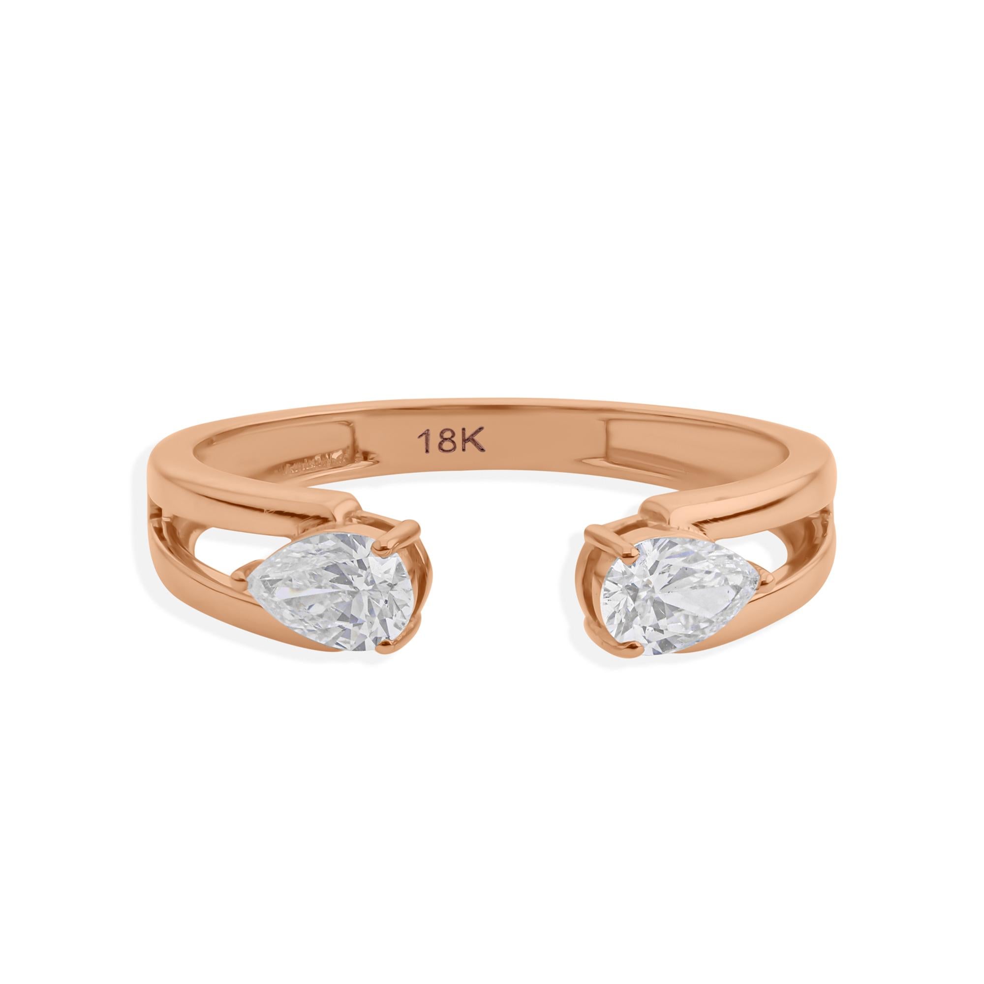 For Sale:  Pear Cut Dainty Diamond 0.45 Carat 18k Rose Gold Toi et Moi Ring Engagement Gift 4