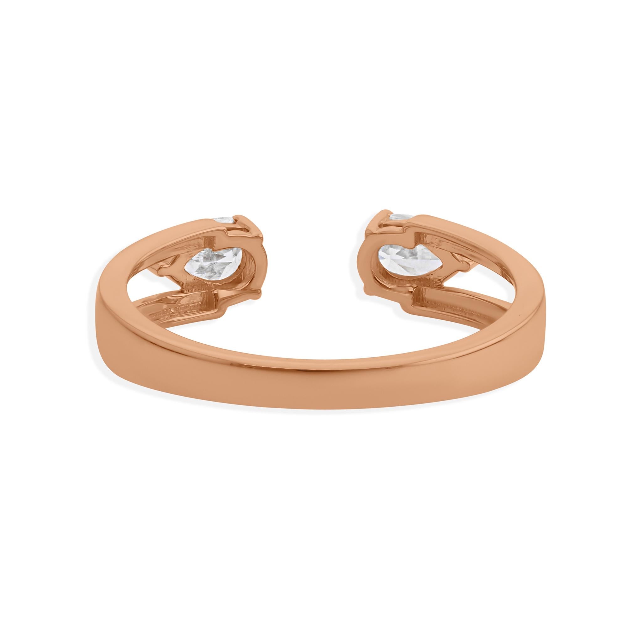 For Sale:  Pear Cut Dainty Diamond 0.45 Carat 18k Rose Gold Toi et Moi Ring Engagement Gift 6