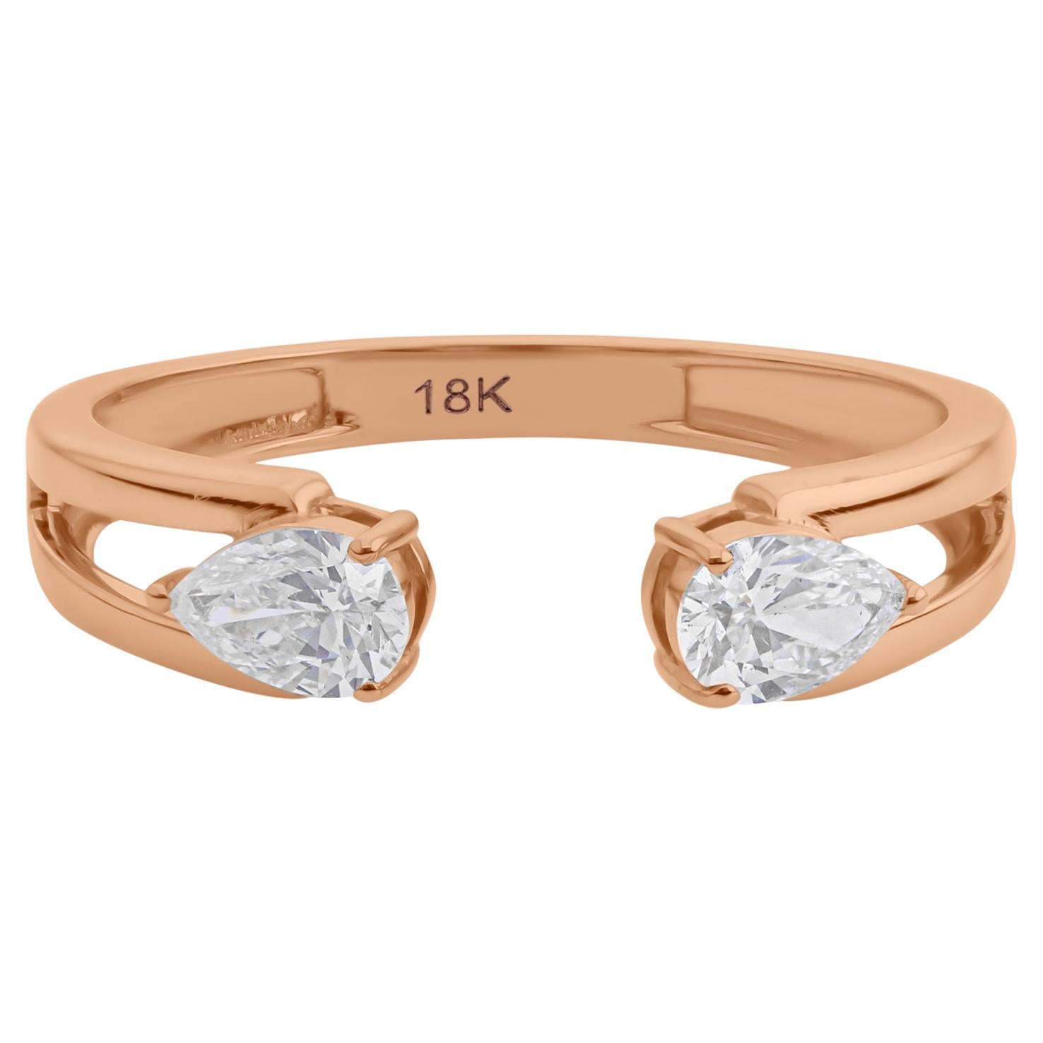 For Sale:  Pear Cut Dainty Diamond 0.45 Carat 18k Rose Gold Toi et Moi Ring Engagement Gift