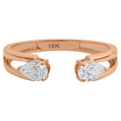 Pear Cut Dainty Diamond 0.45 Carat 18k Rose Gold Toi et Moi Ring Engagement Gift