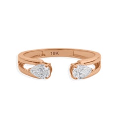 Pear Cut Dainty Diamond 0.45 Carat 18k Rose Gold Toi et Moi Ring Engagement Gift