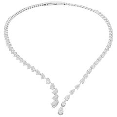 Collier de Torque en or blanc 18K avec diamant taille poire 12.21ct en forme de V pour le mariage