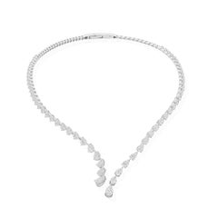 Pear Cut Diamond 12.21ct V Shape Torque Necklace for Wedding 18K White Gold