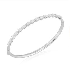 Pear Cut Diamond 18K White Gold Cluster Bangle Bracelet