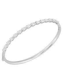 Pear Cut Diamond 18K White Gold Cluster Bangle Bracelet