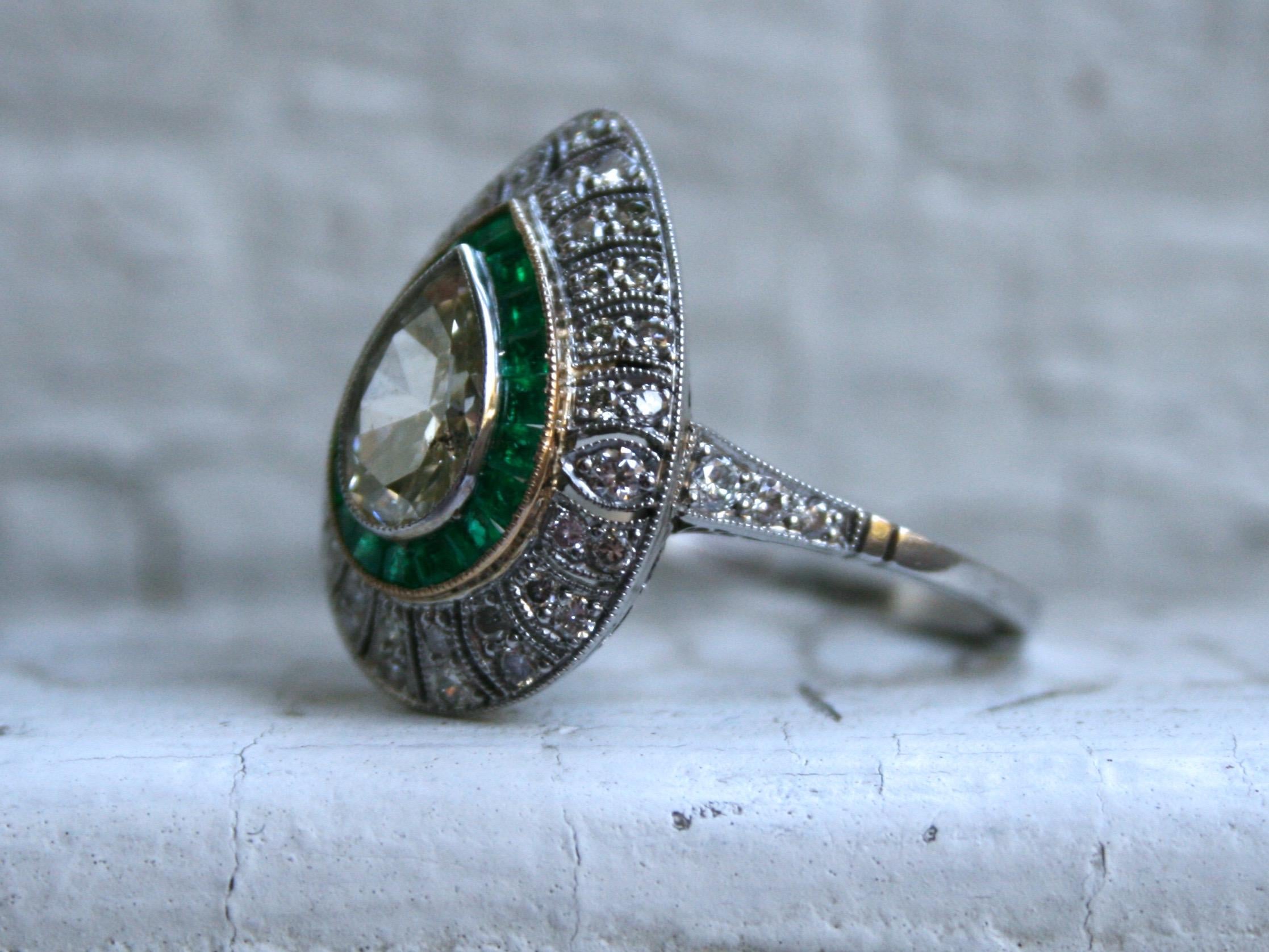 diamond with emerald halo