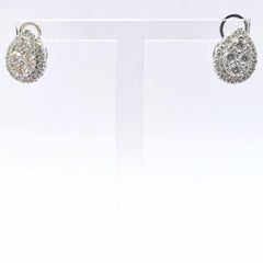 Pear Cut Diamond Cluster Illusion Halo Stud Earrings in 14K White Gold