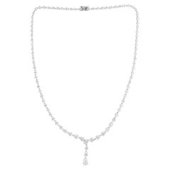 11.46 Carat SI Clarity HI Color Pear Cut Diamond Lariat Necklace 18K White Gold