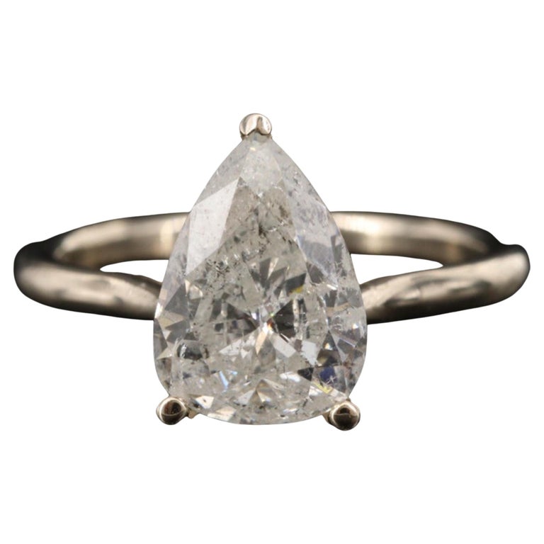 Customizable Pear Cut Diamond Engagement Ring, Minimalist Diamond