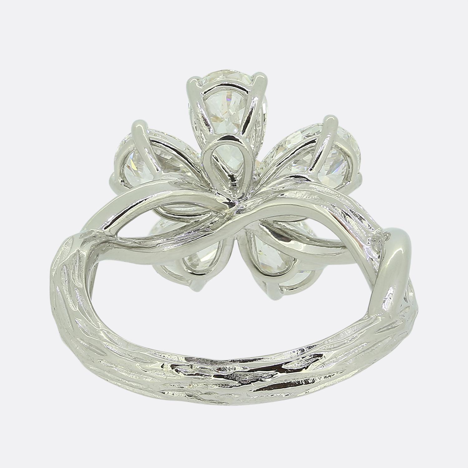 Women's or Men's Pear Cut Diamond Flower Ring