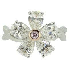 Pear Cut Diamond Flower Ring