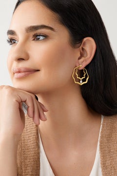 Jevela Binny Pear Cut Diamond Gold Hoops