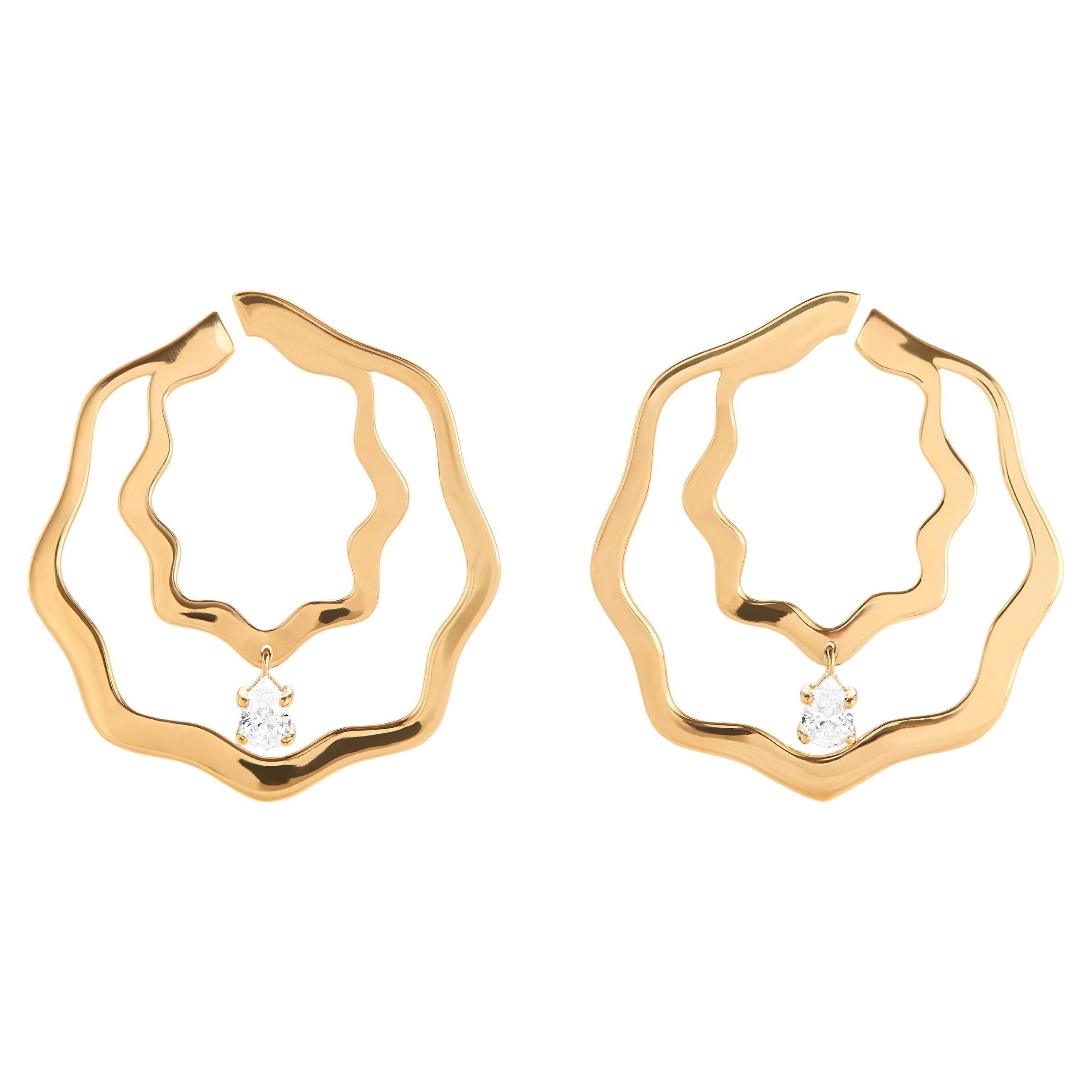 Jevela Binny Pear Cut Diamond Gold Hoops For Sale