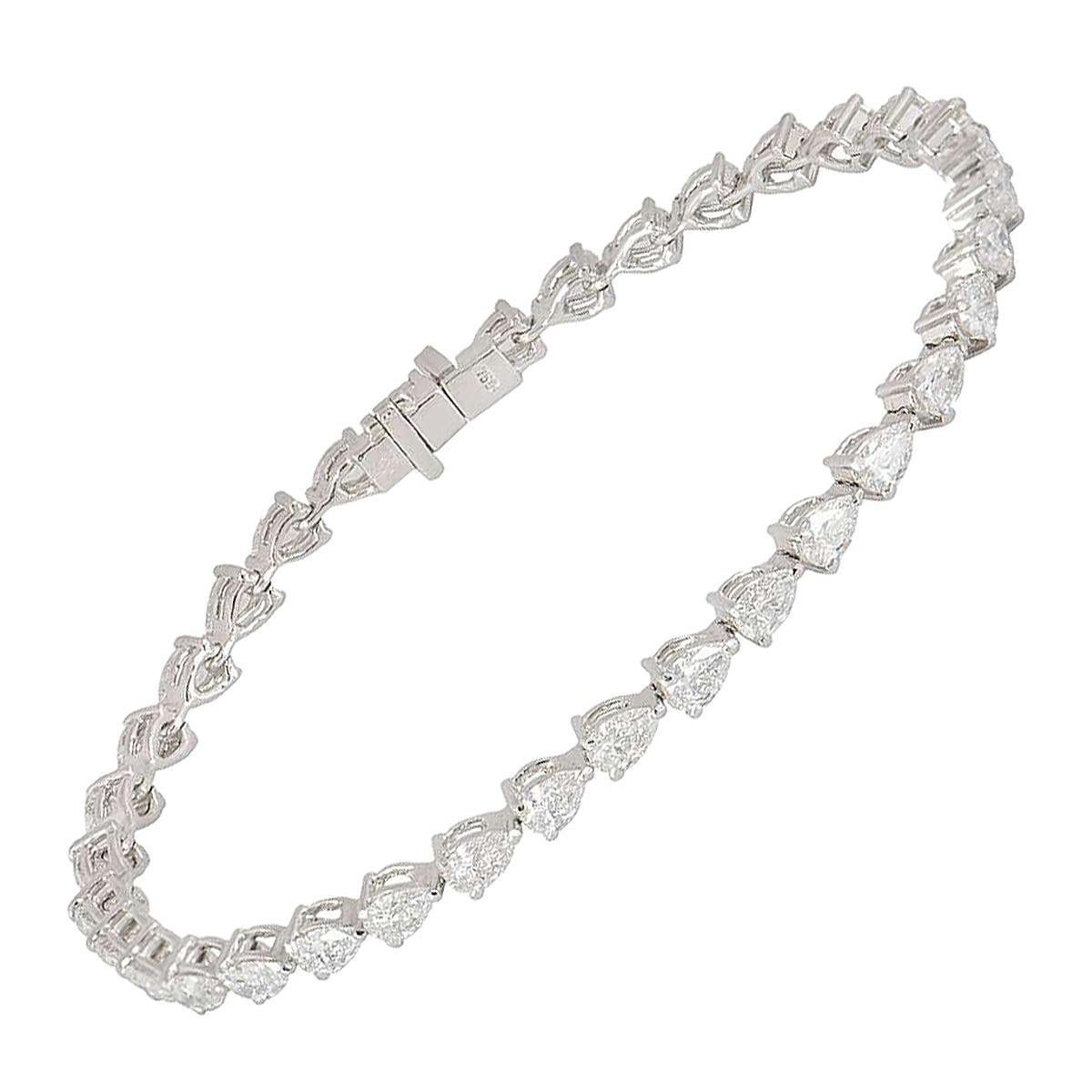 Pear Cut Diamond Line Tennis Bracelet 3.97 Carat