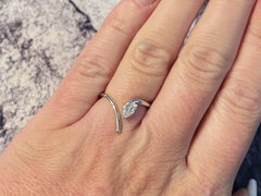 Pear Cut Diamond Open Band Ring Solid 14k White Gold