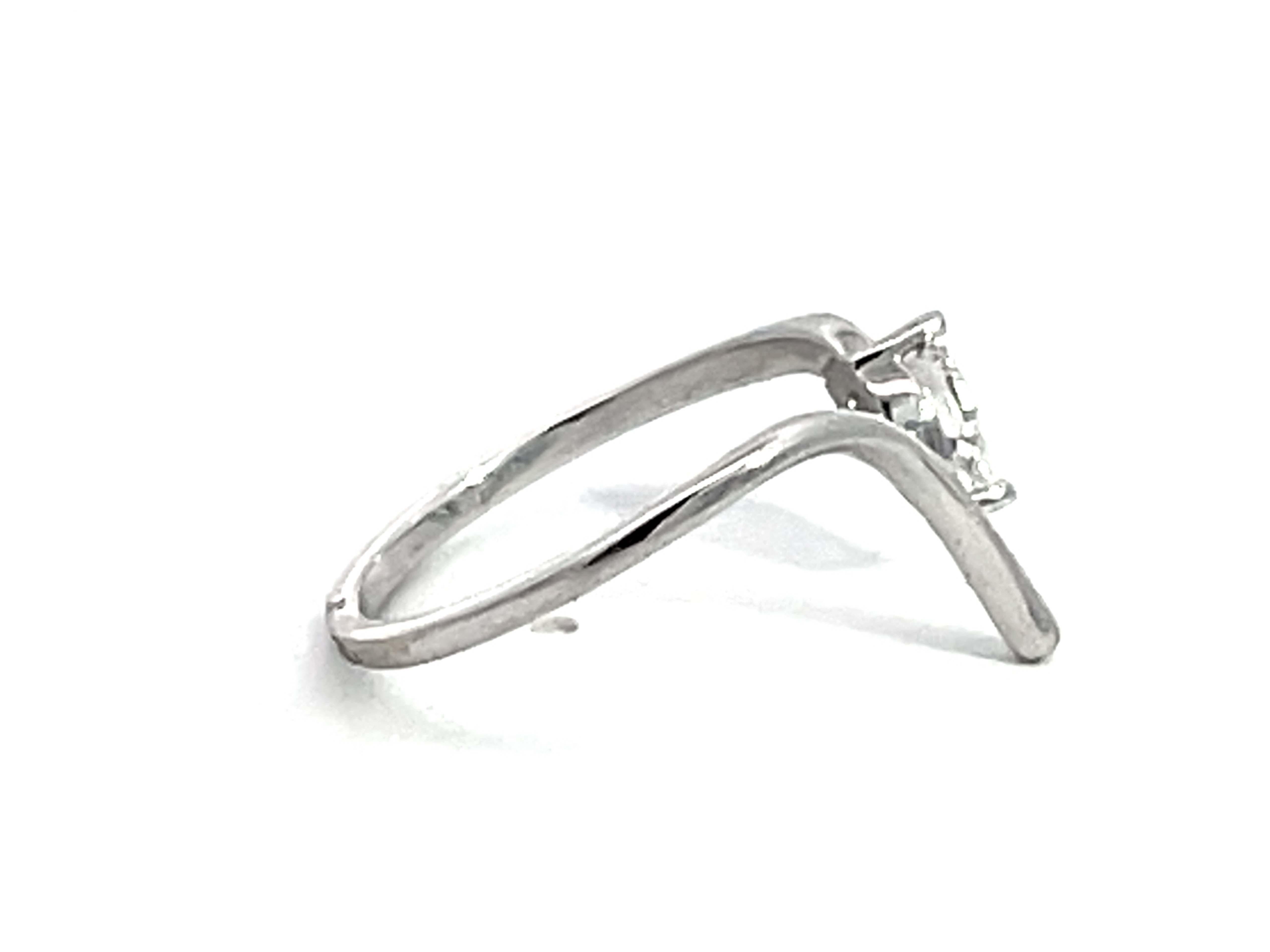 Women's or Men's Pear Cut Diamond Open Band Ring Solid 14k White Gold For Sale