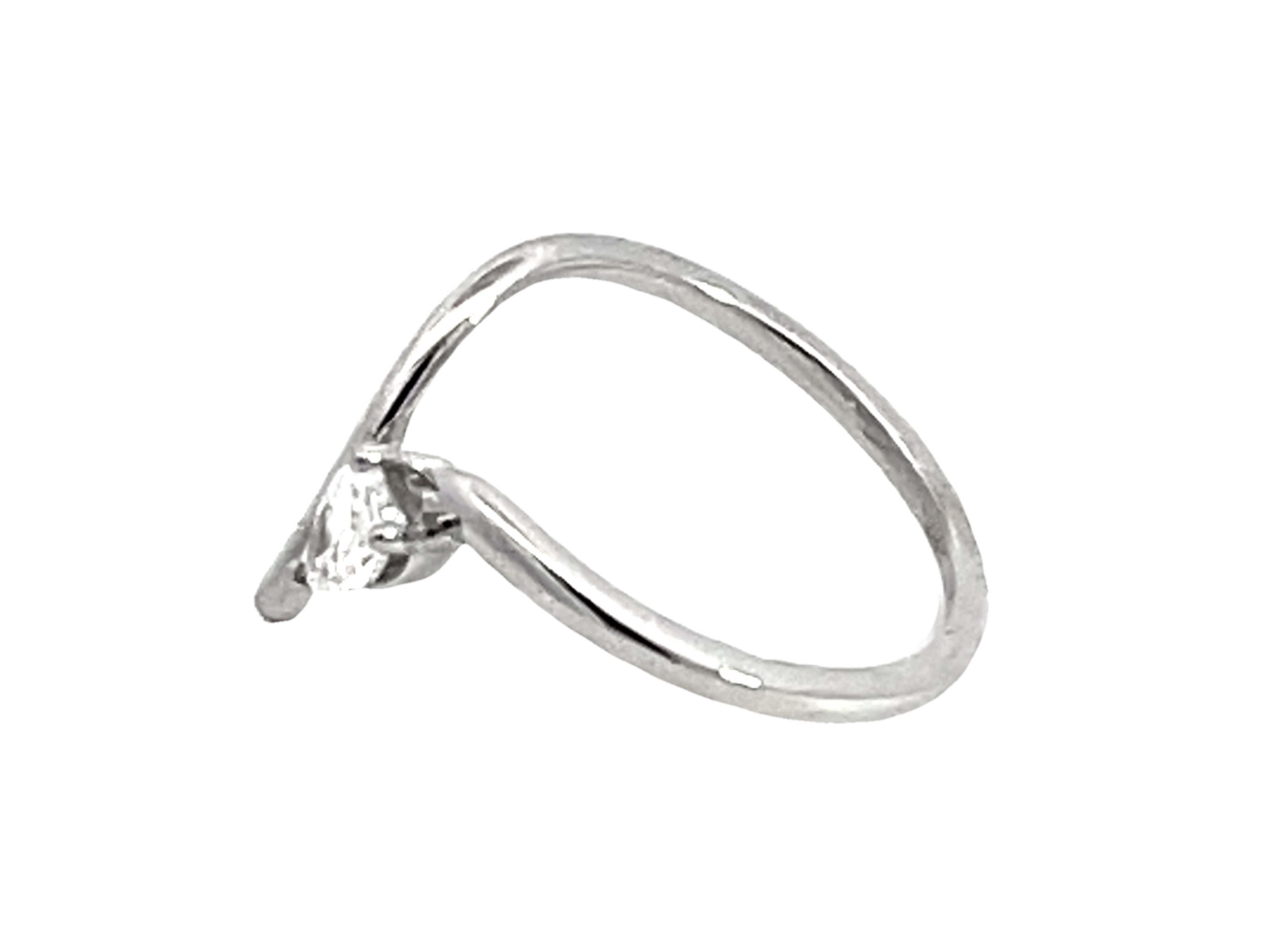 Pear Cut Diamond Open Band Ring Solid 14k White Gold For Sale 1