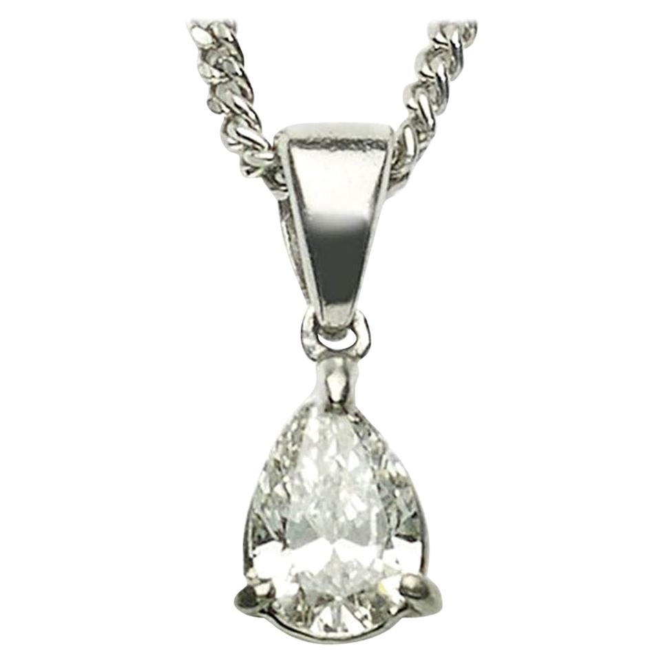 Pear-Cut Diamond Platinum Pendant with Chain