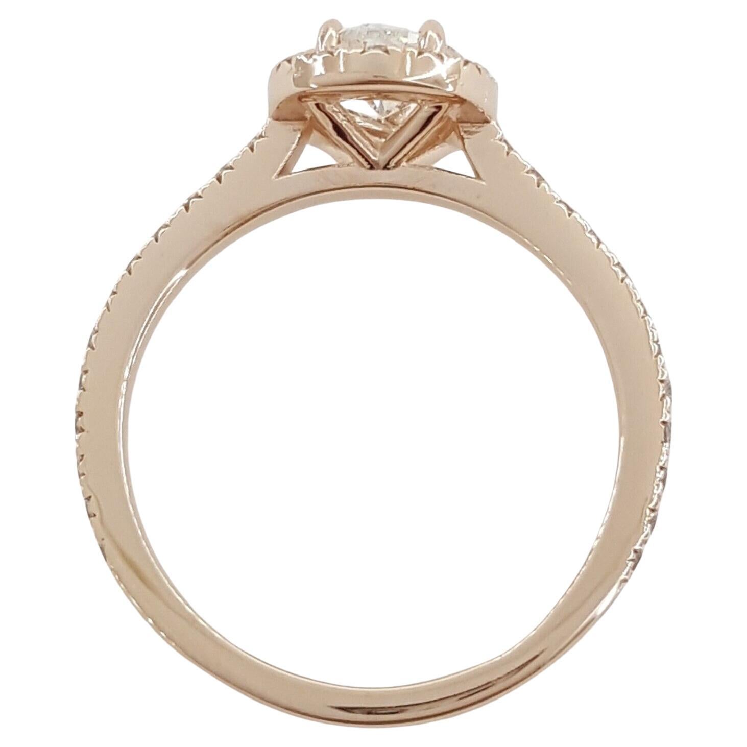 Women's or Men's Pear Cut Diamond Rose Gold Pave Halo Ring For Sale