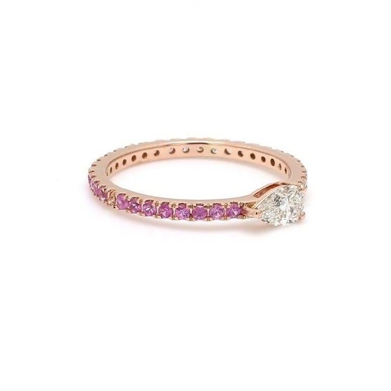 For Sale:  Pear Cut Diamond Ruby 14 Karat Gold Eternity Ring 2