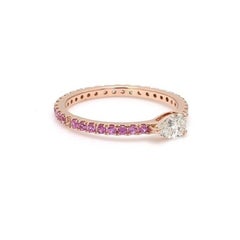 Pear Cut Diamond Ruby 14 Karat Gold Eternity Ring