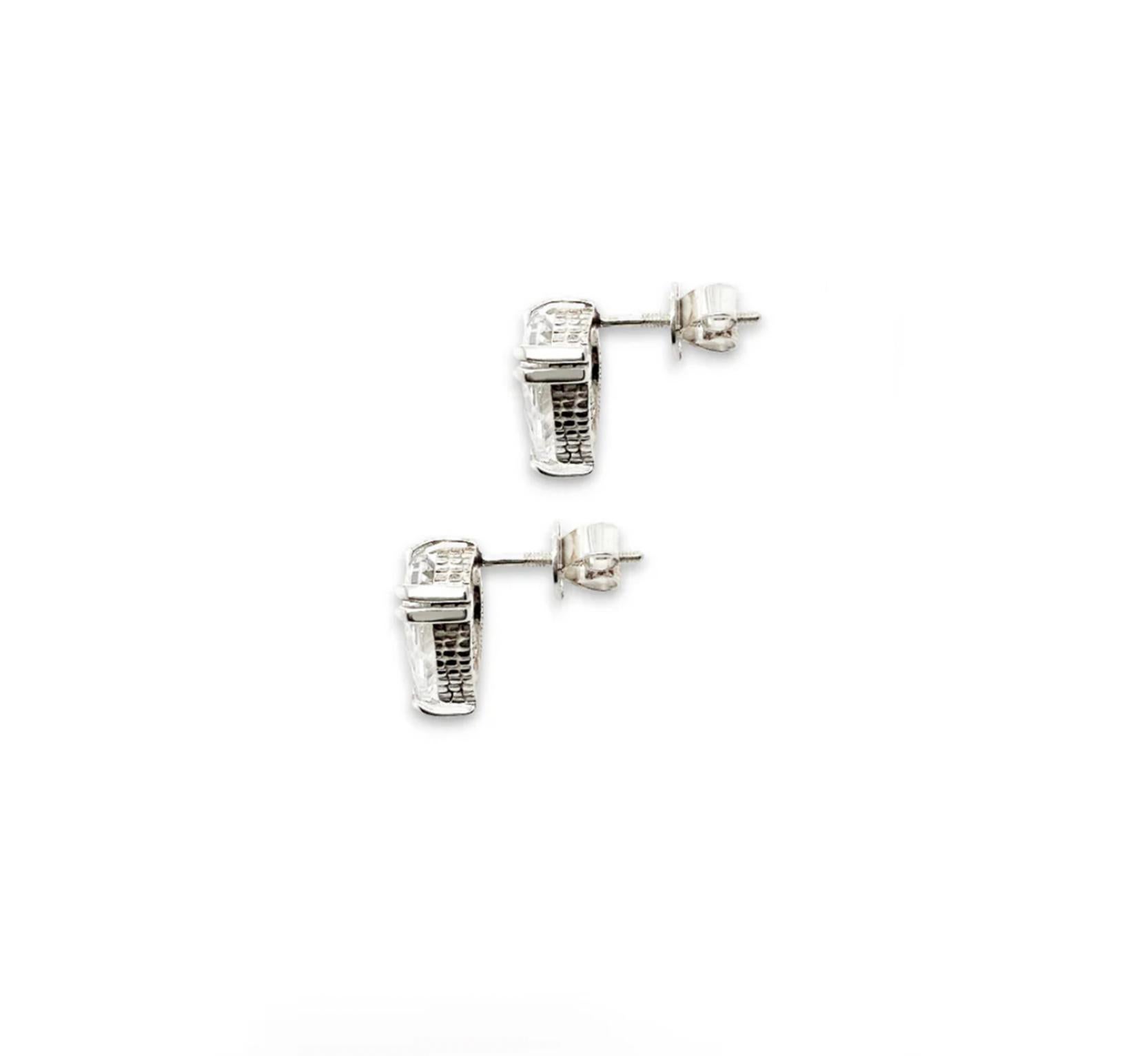 Artisan Pear Cut Diamond Stud Earrings in 18ct White Gold For Sale