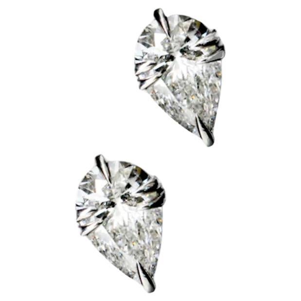 Pear Cut Diamond Stud Earrings in 18ct White Gold
