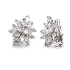 Pear Cut Cluster Diamonds 10.63 Carat Platinum Earrings