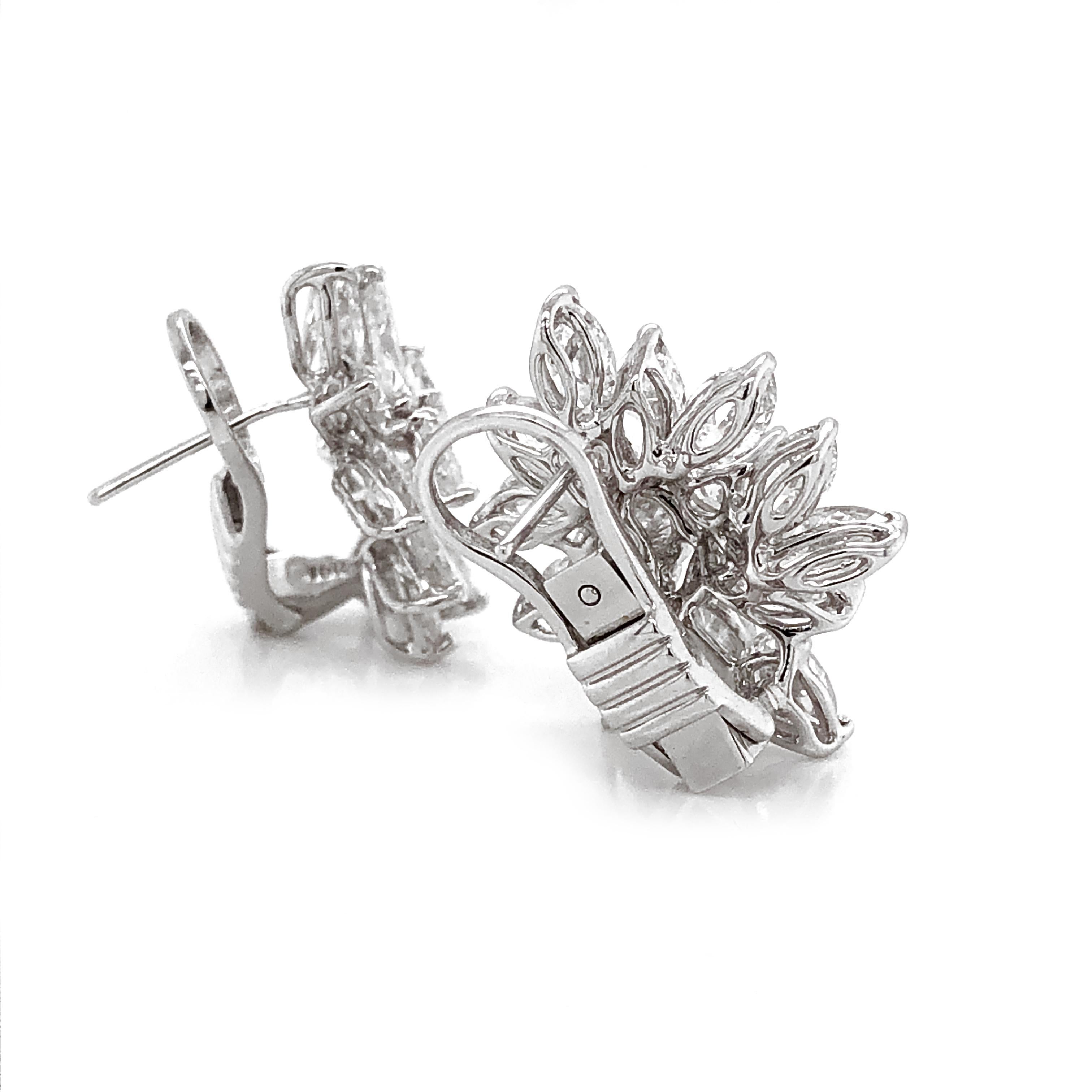 Contemporary Pear Cut Cluster Diamonds 10.63 Carat Platinum Earrings For Sale