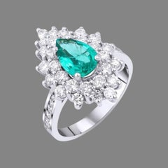 Pear Cut Emerald And Diamond 2.54ct Ring