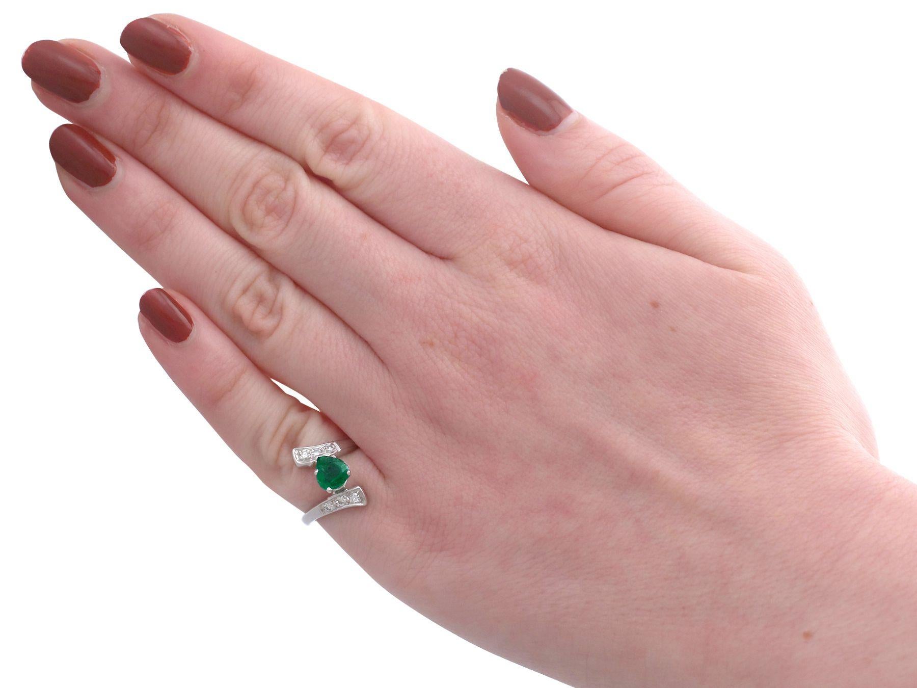 Pear Cut Emerald and Diamond Platinum Cocktail Ring 2