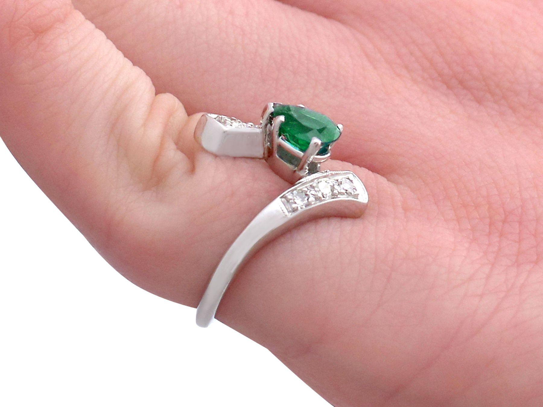 Pear Cut Emerald and Diamond Platinum Cocktail Ring 3