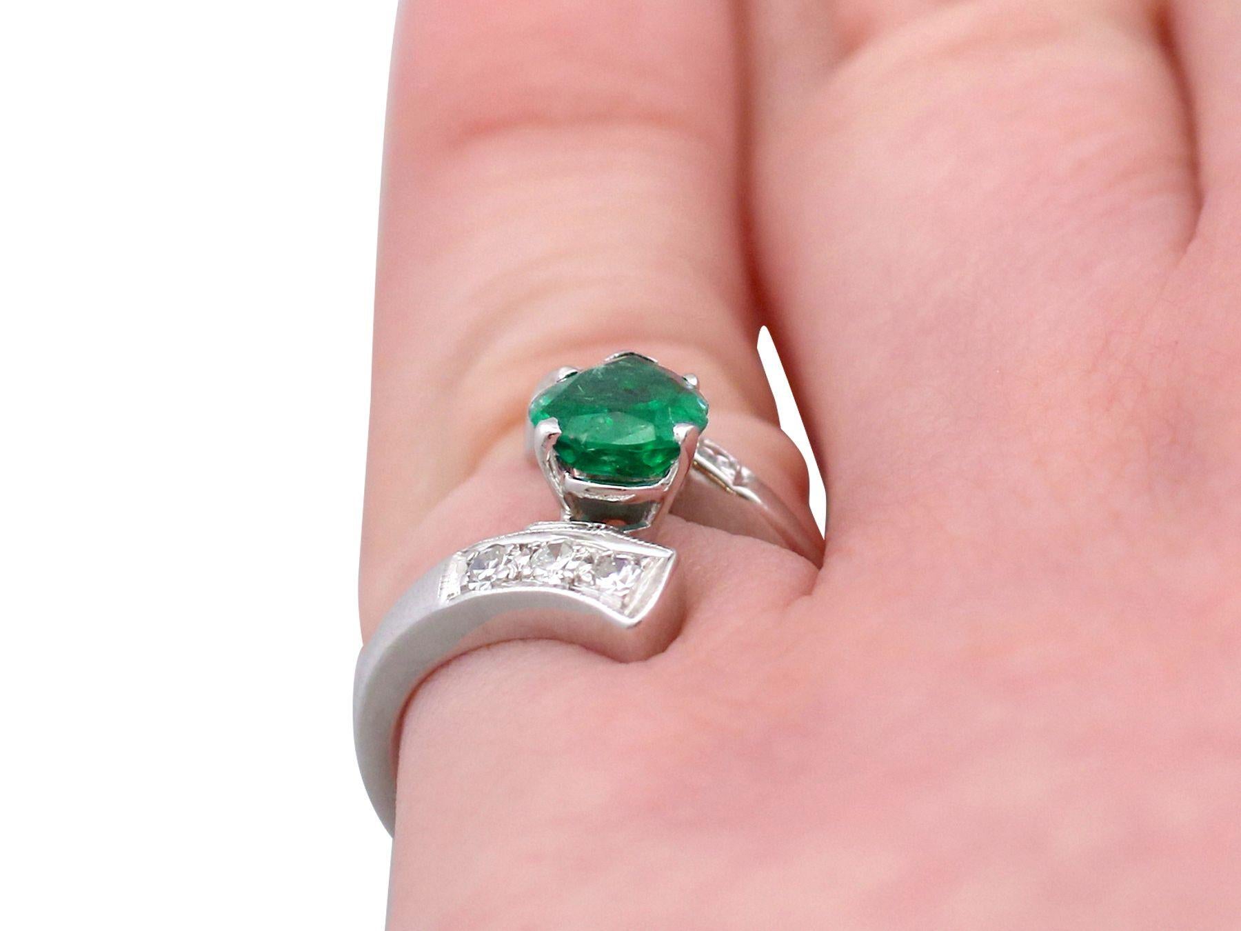 Pear Cut Emerald and Diamond Platinum Cocktail Ring 4
